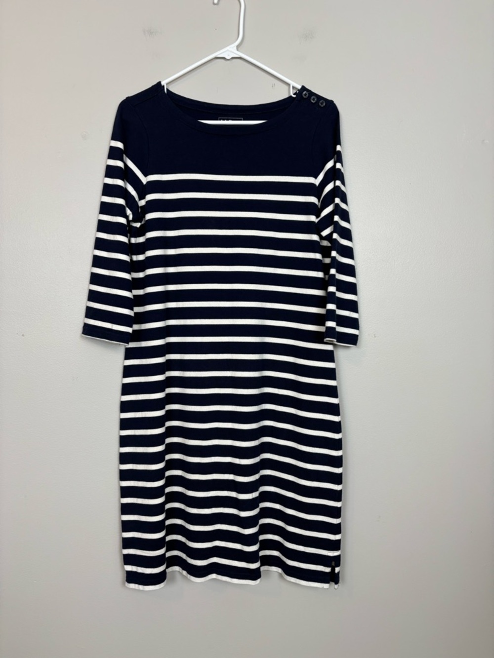 L.L. Bean Dress Womens Medium Heritage Mariner Dress Stripe Blue White